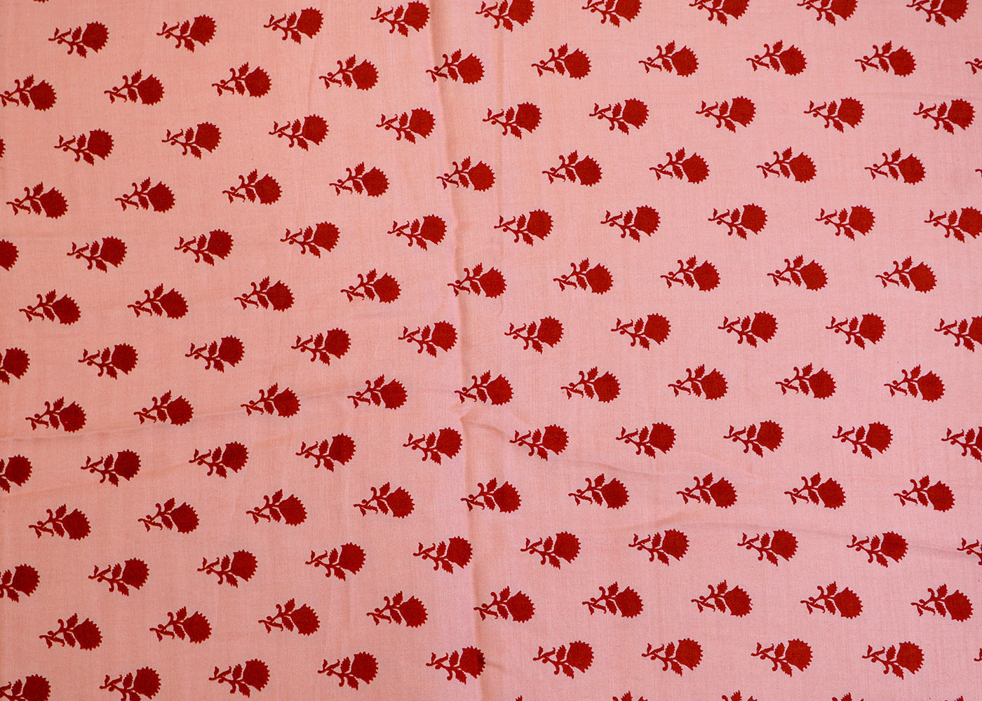 Peach Modal Satin Fabric with Allover Traditional Motifs 14417