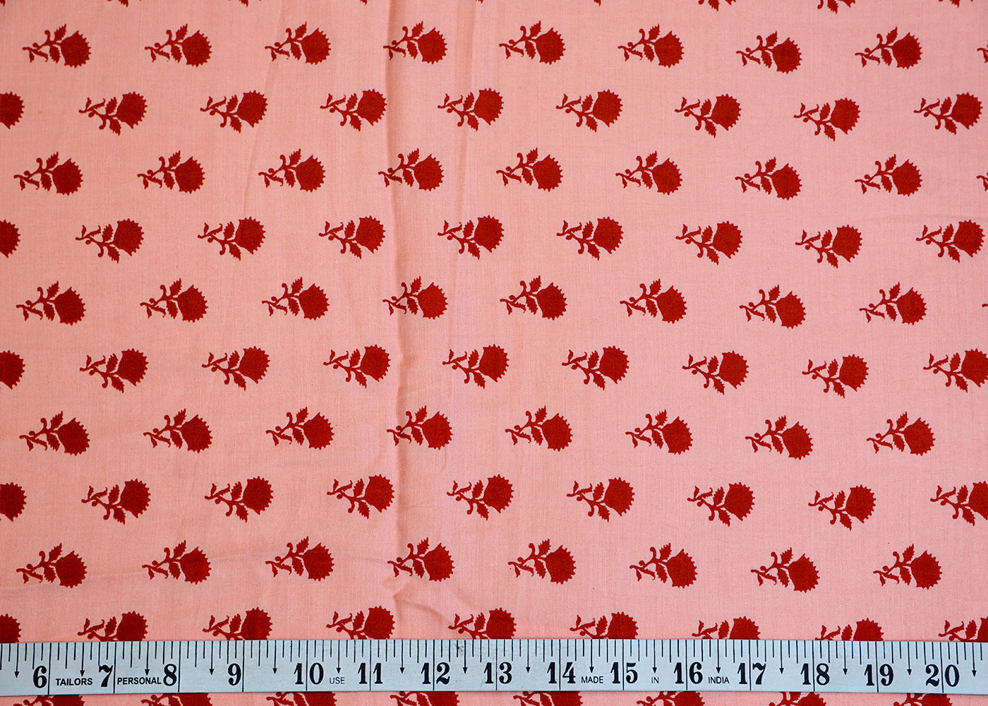 Peach Modal Satin Fabric with Allover Traditional Motifs 14417