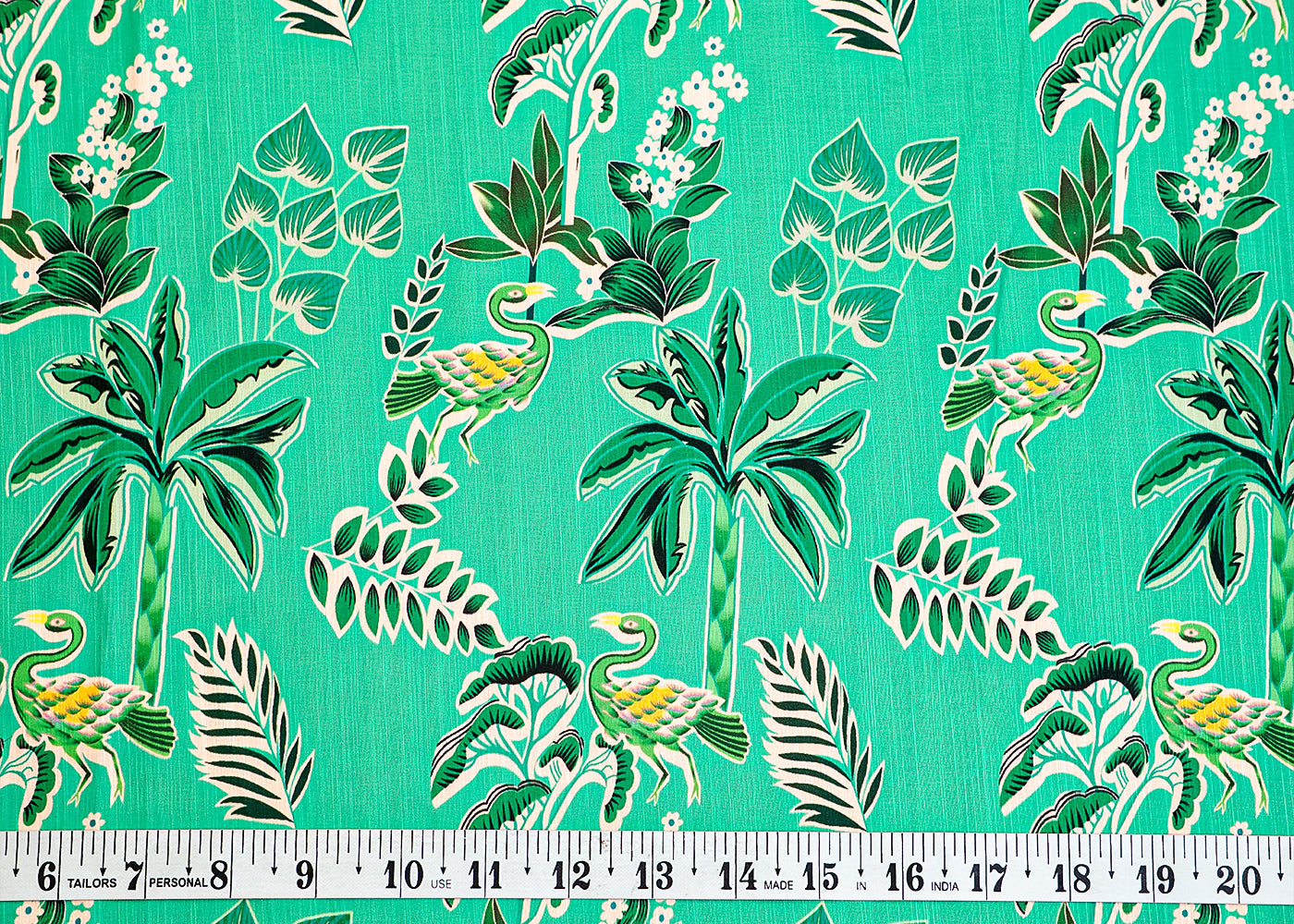 Green Viscose Linen Fabric with Allover Madhubani Art Pattern 14421