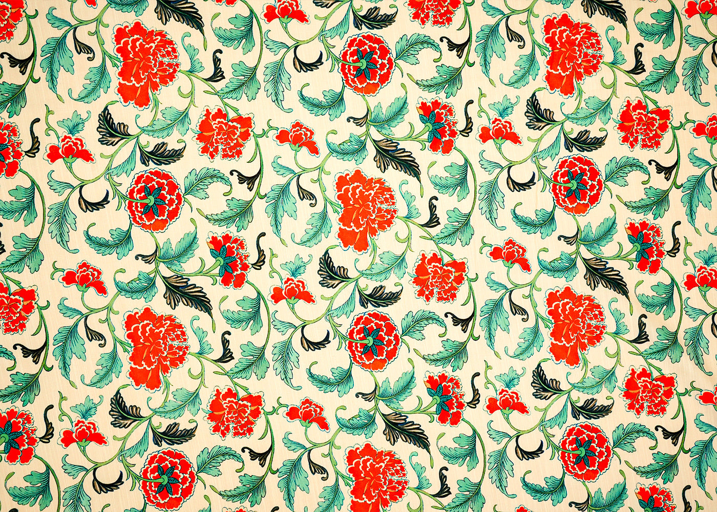 Cream Viscose Linen Fabric with Allover Madhubani Art 14425