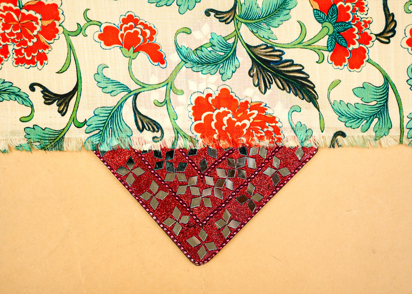 Cream Viscose Linen Fabric with Allover Madhubani Art 14425