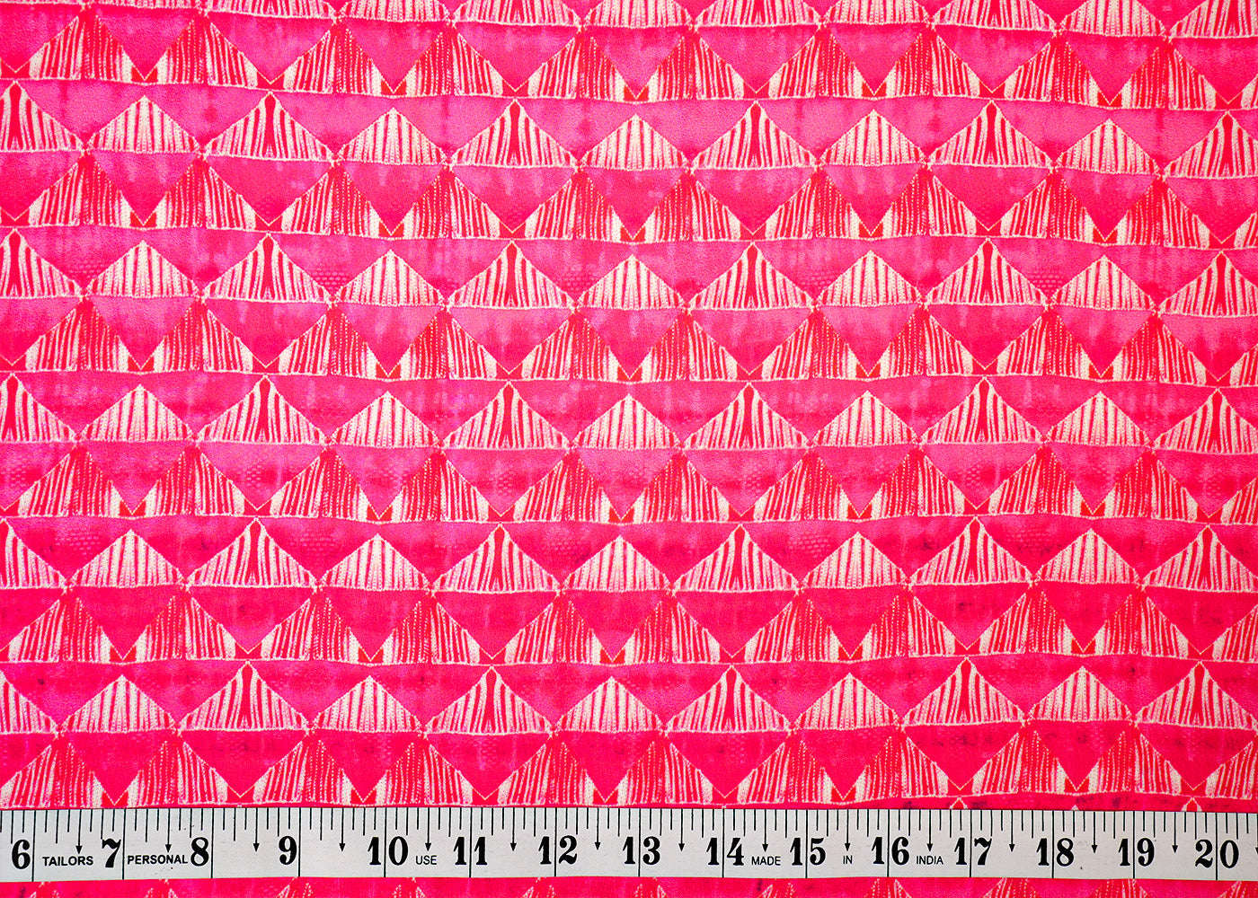 Pink Linen Satin Fabric with Allover Geometric Pattern 14427