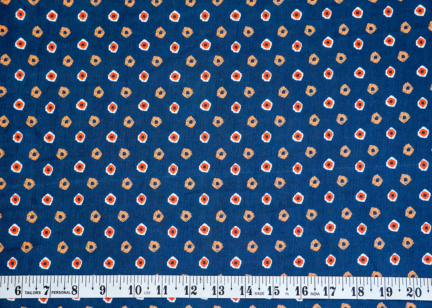 Dark Peacock Blue Linen Satin Fabric with Allover Abstract Motifs Print 14428