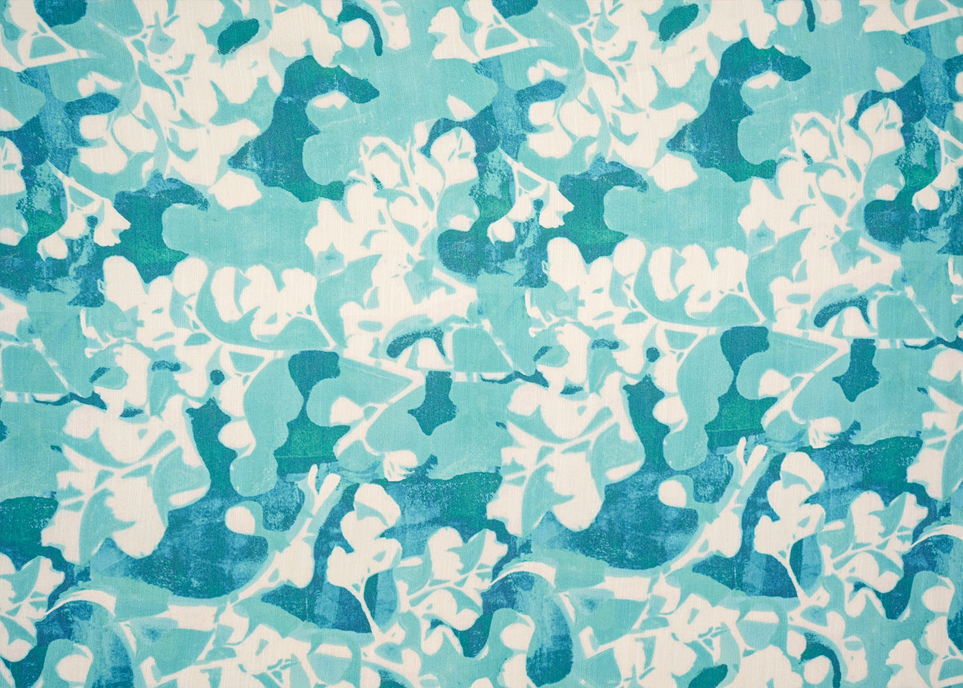 Blue Linen Satin Fabric with Allover Abstract Motifs Print 14430