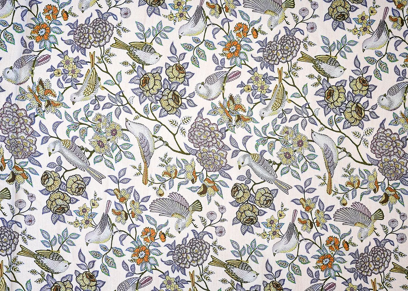 Grey Linen Satin Fabric with Allover Abstract Print 14433