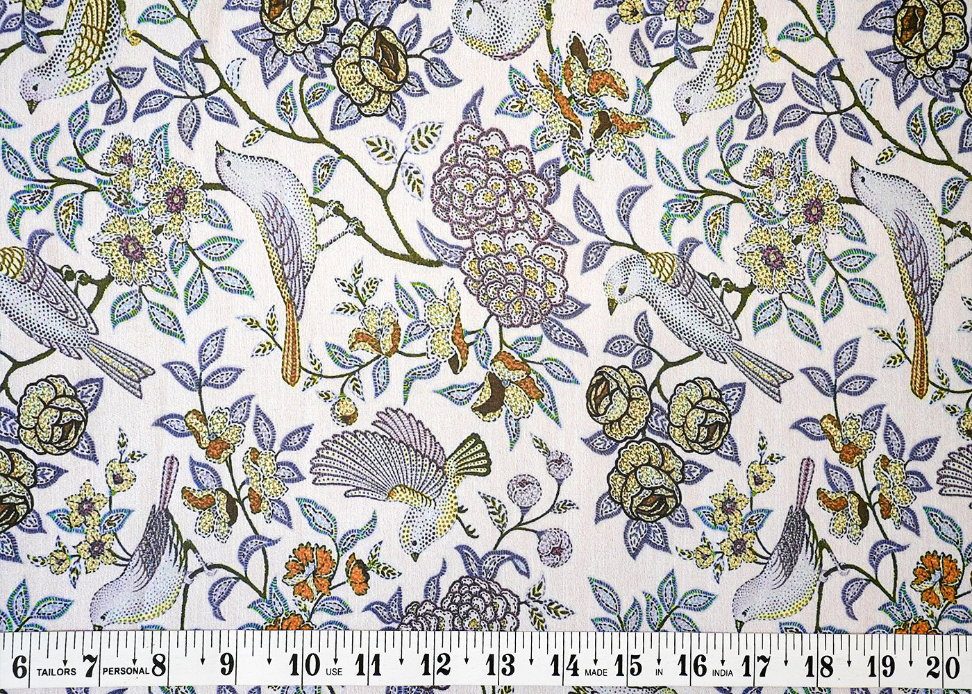 Grey Linen Satin Fabric with Allover Abstract Print 14433