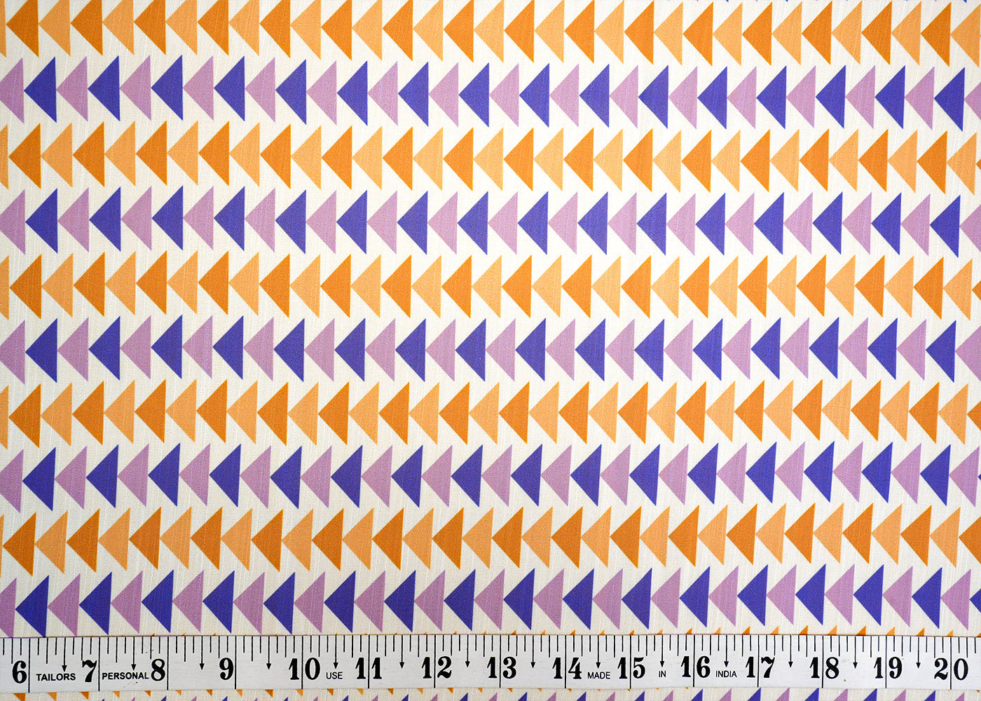 Off White Linen Satin Fabric with Allover Triangle Stripes 14435