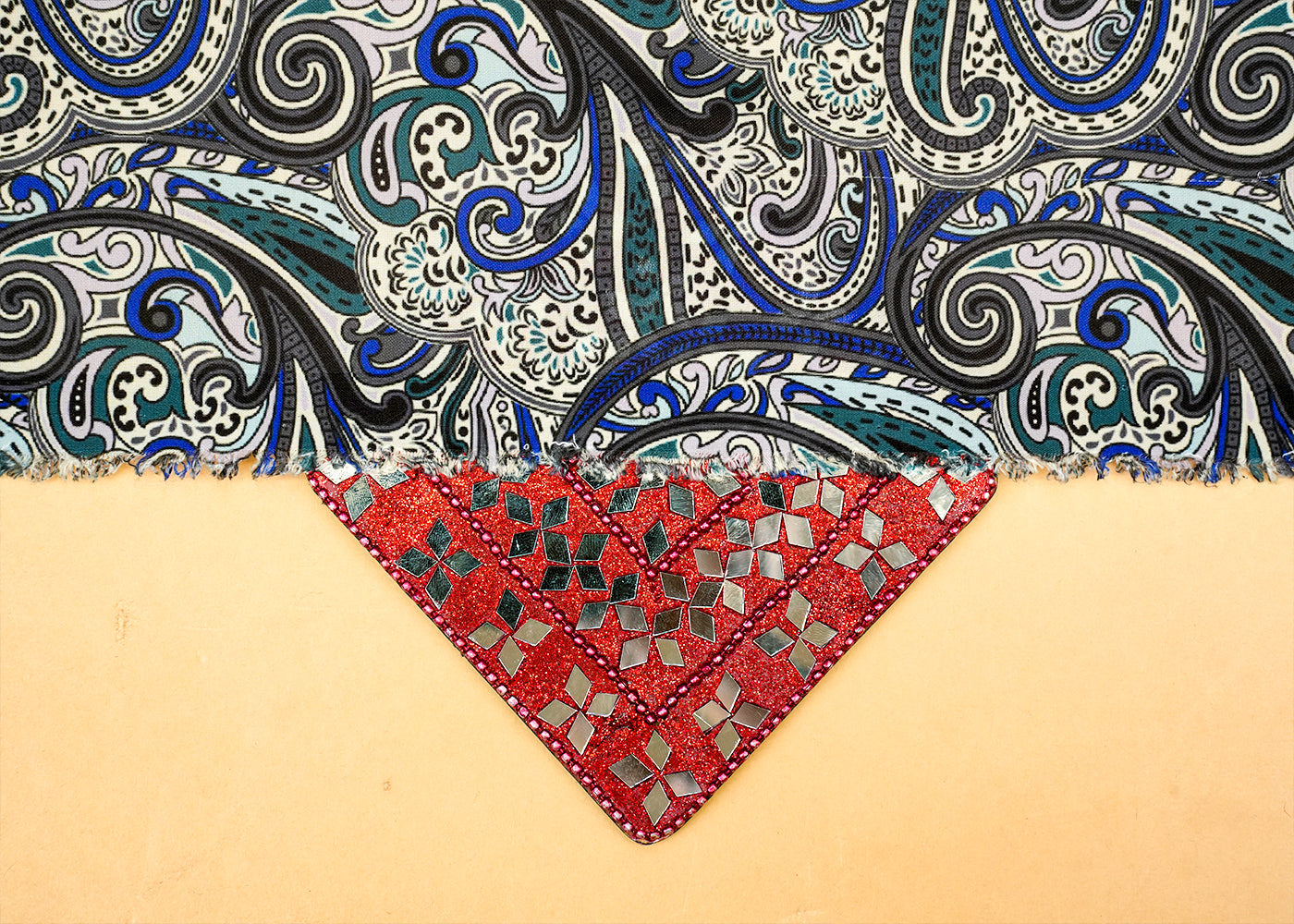 Multi-Color Modal Satin Fabric with Allover Paisley Leaf Print 14450