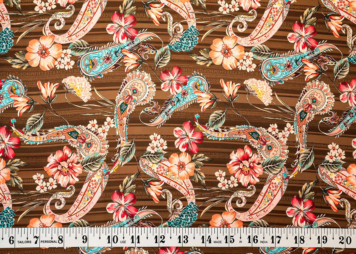 Chocolate Brown Modal Satin Fabric with Allover Paisley Print 14451