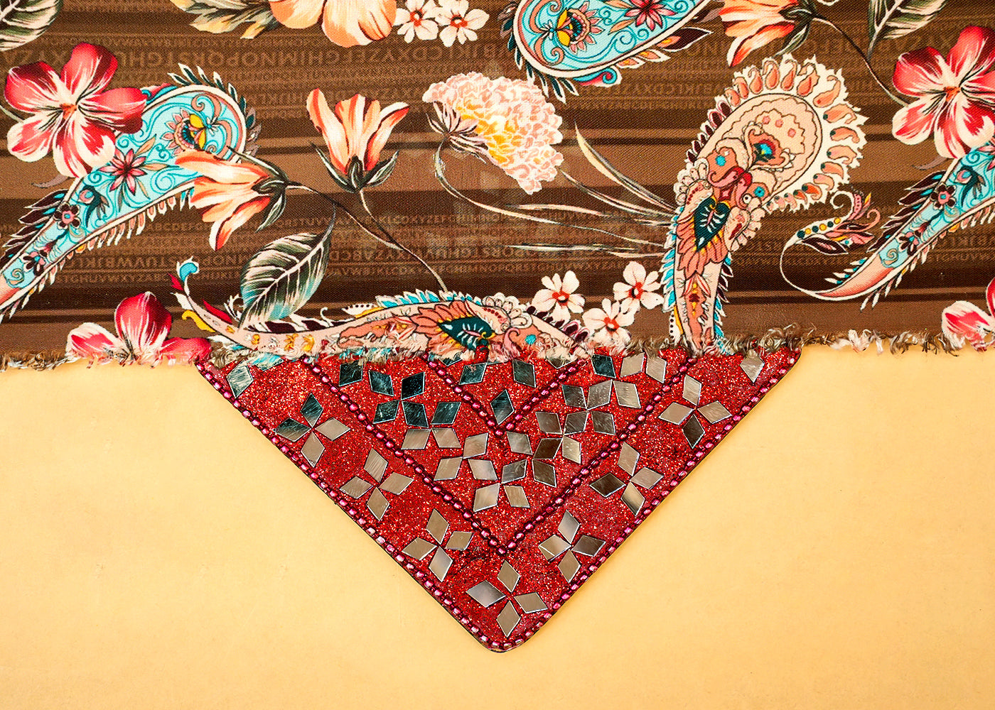 Chocolate Brown Modal Satin Fabric with Allover Paisley Print 14451