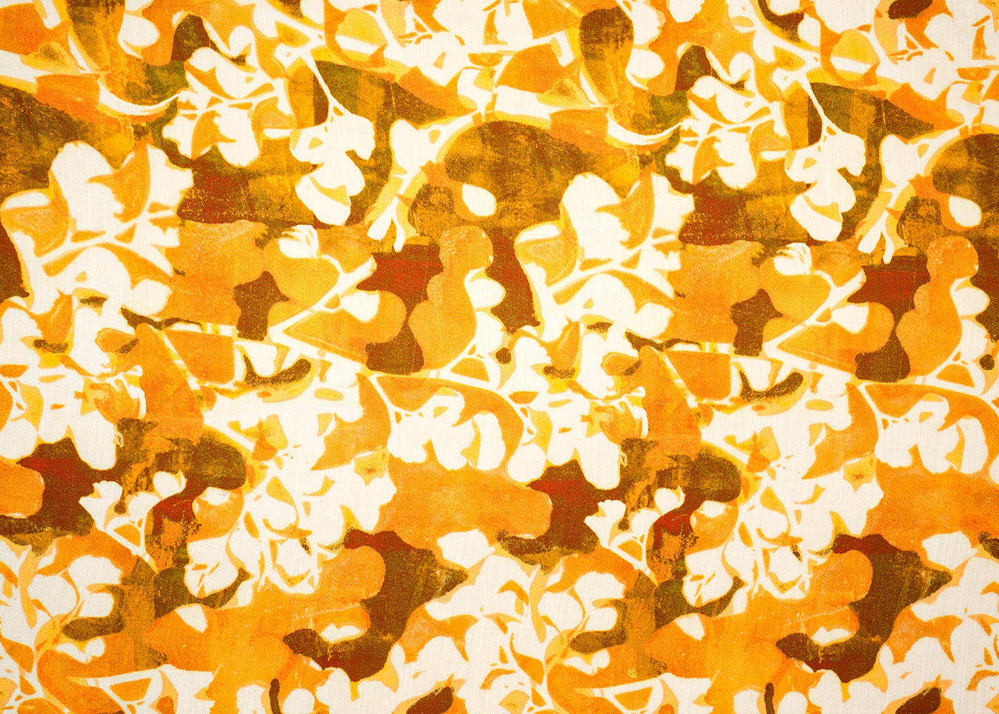 Mustard Linen Satin Fabric with Allover Abstract Print 14452