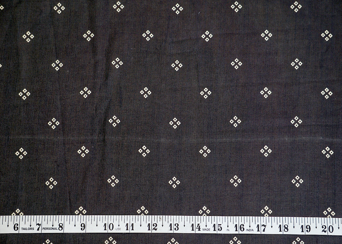 Black Linen Satin Fabric with Allover Traditional Buti Print 14454
