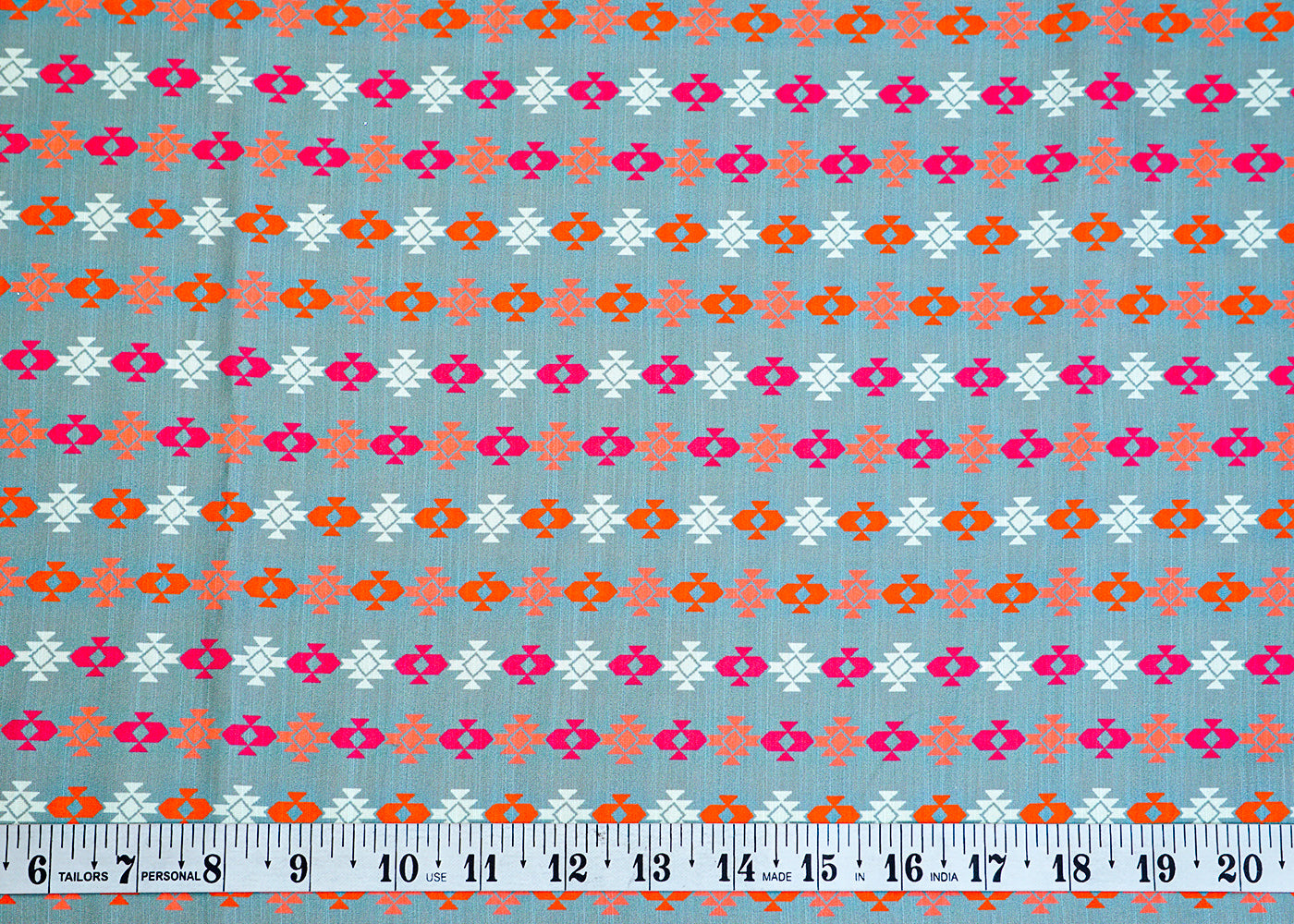 Moss Green Linen Satin Fabric with Allover Traditional Motif Stripes 14455