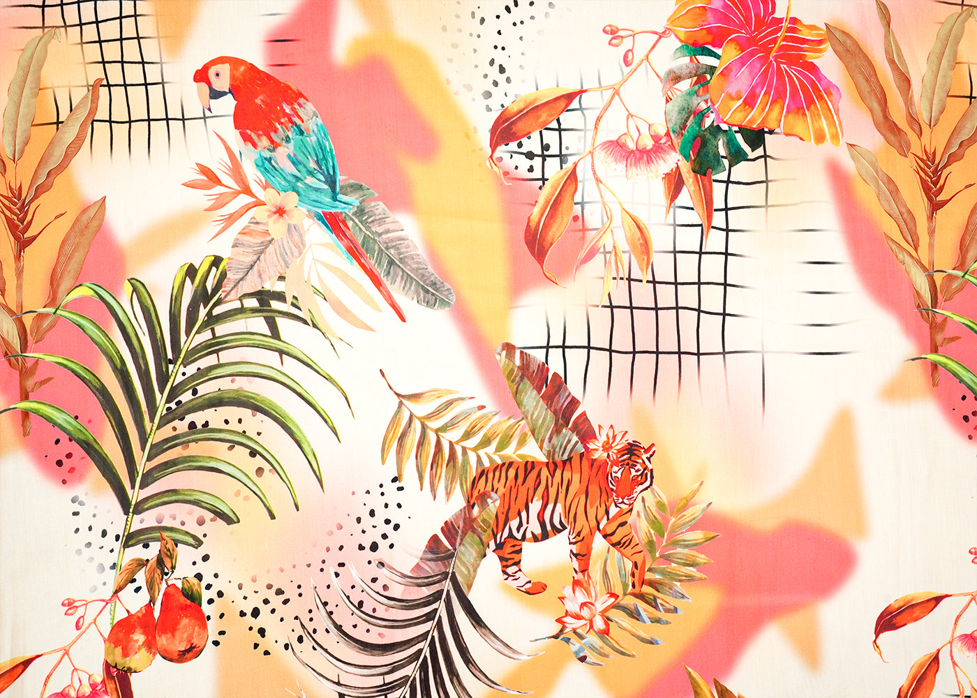 Multi-Color Modal Satin Fabric with All-Over Abstract Print 14456