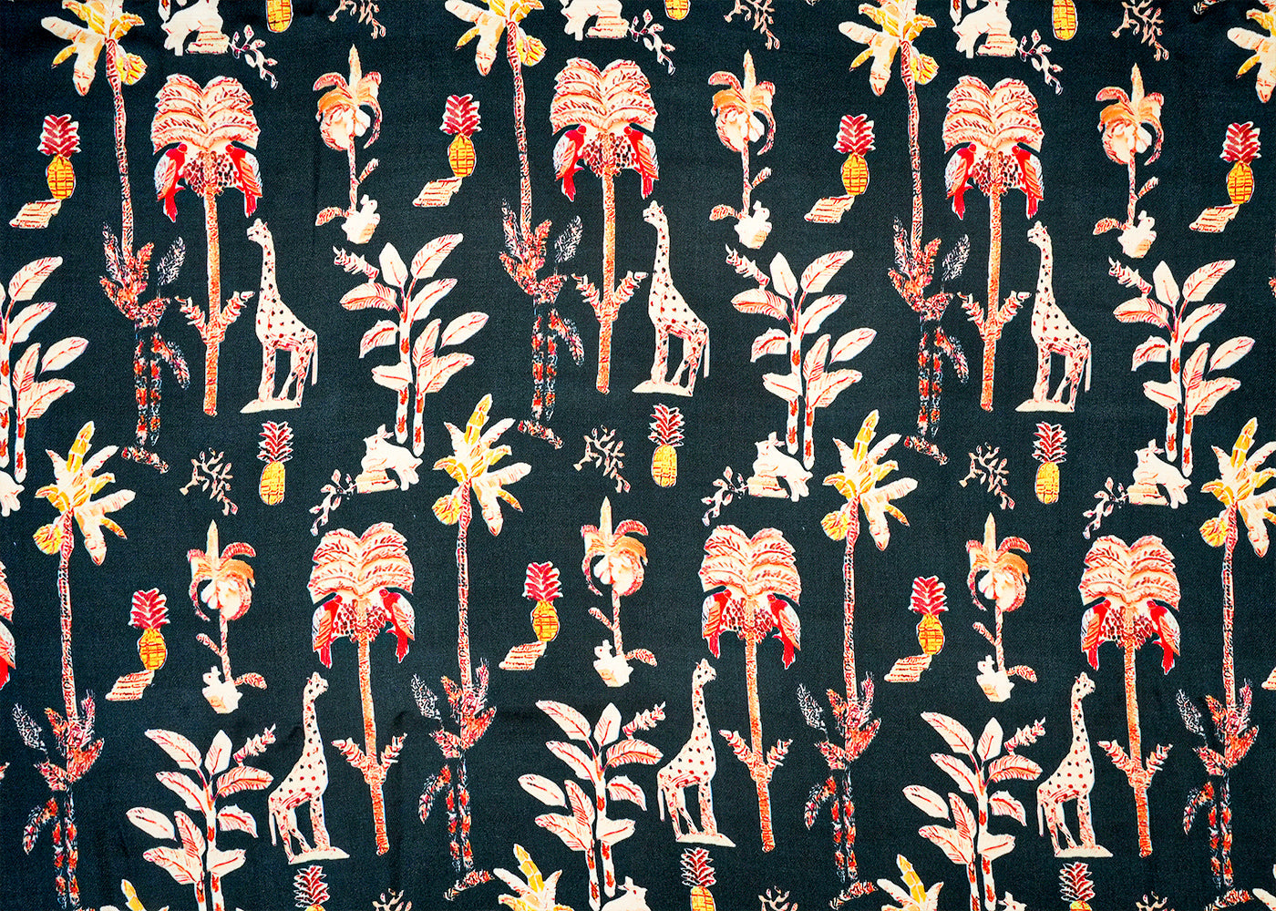 Dark Greyish Blue Modal Satin Fabric with Allover Traditional Print 14