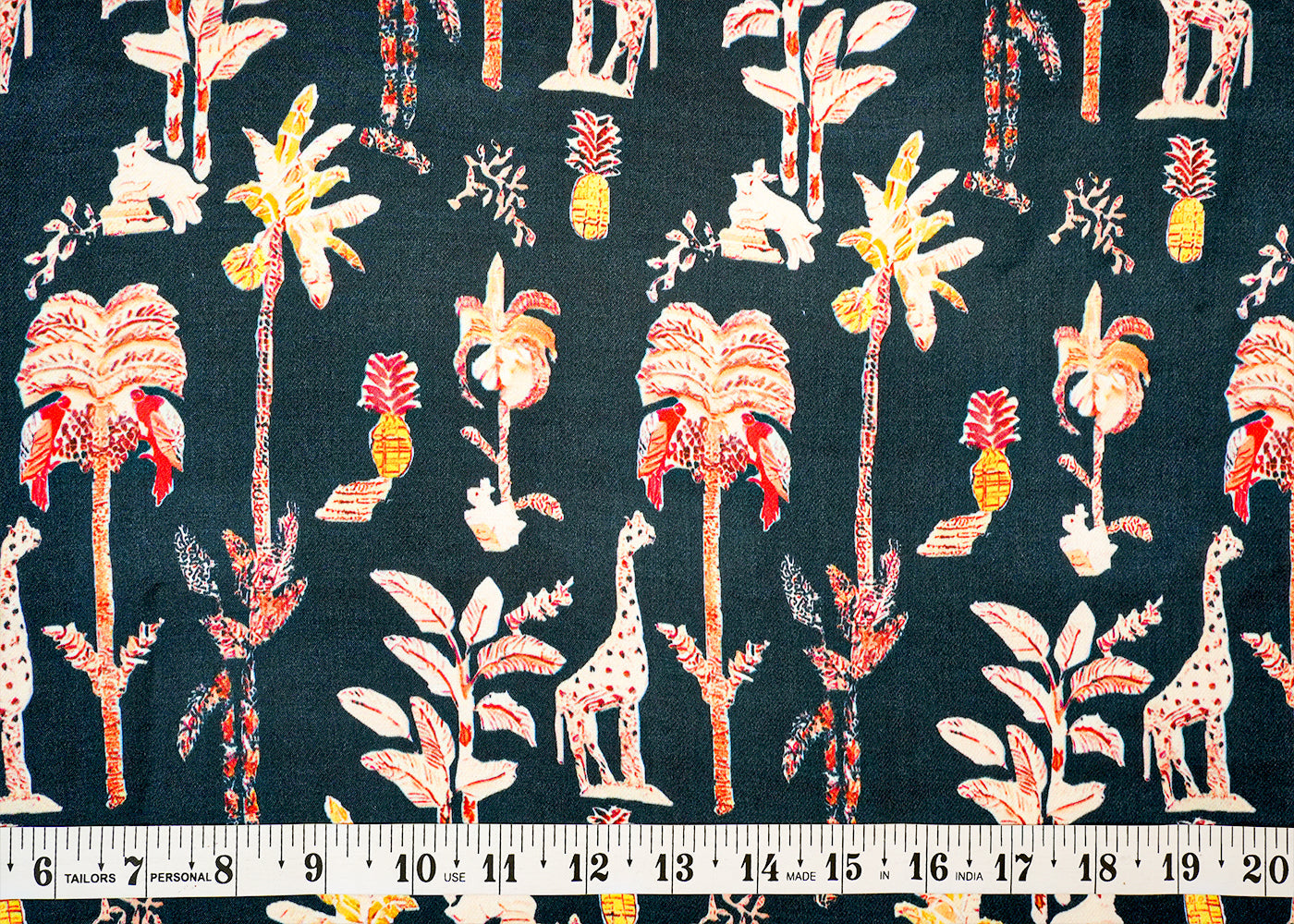 Dark Greyish Blue Modal Satin Fabric with Allover Traditional Print 14457