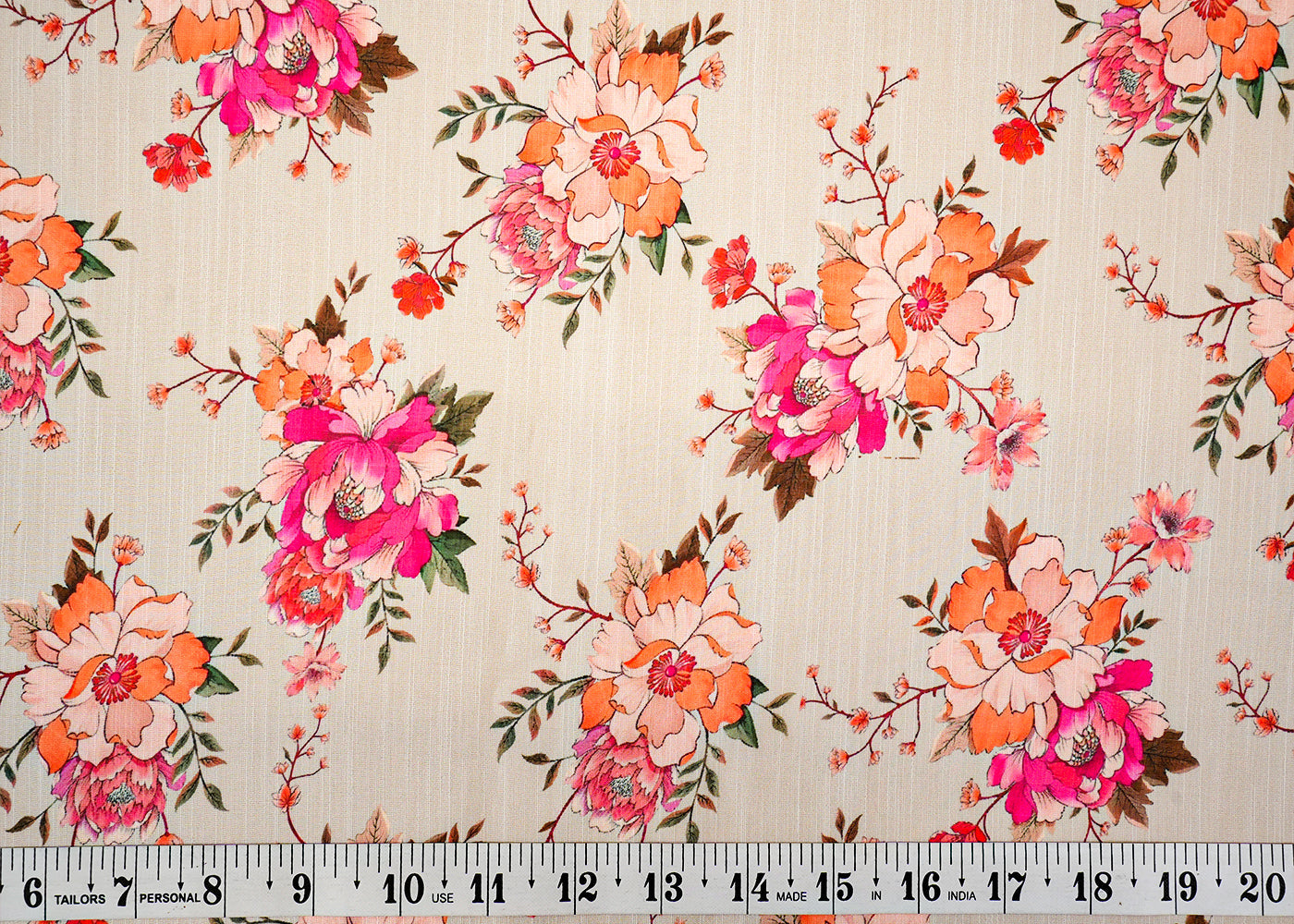 Light Grey Linen Satin Fabric with All-Over Floral Print 14458