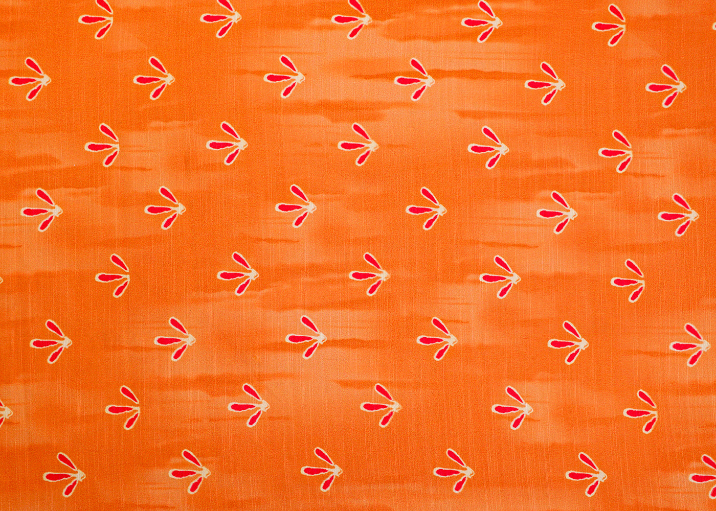 Orange Linen Satin Fabric with Allover Textured Paint Abstract Pattern 14461