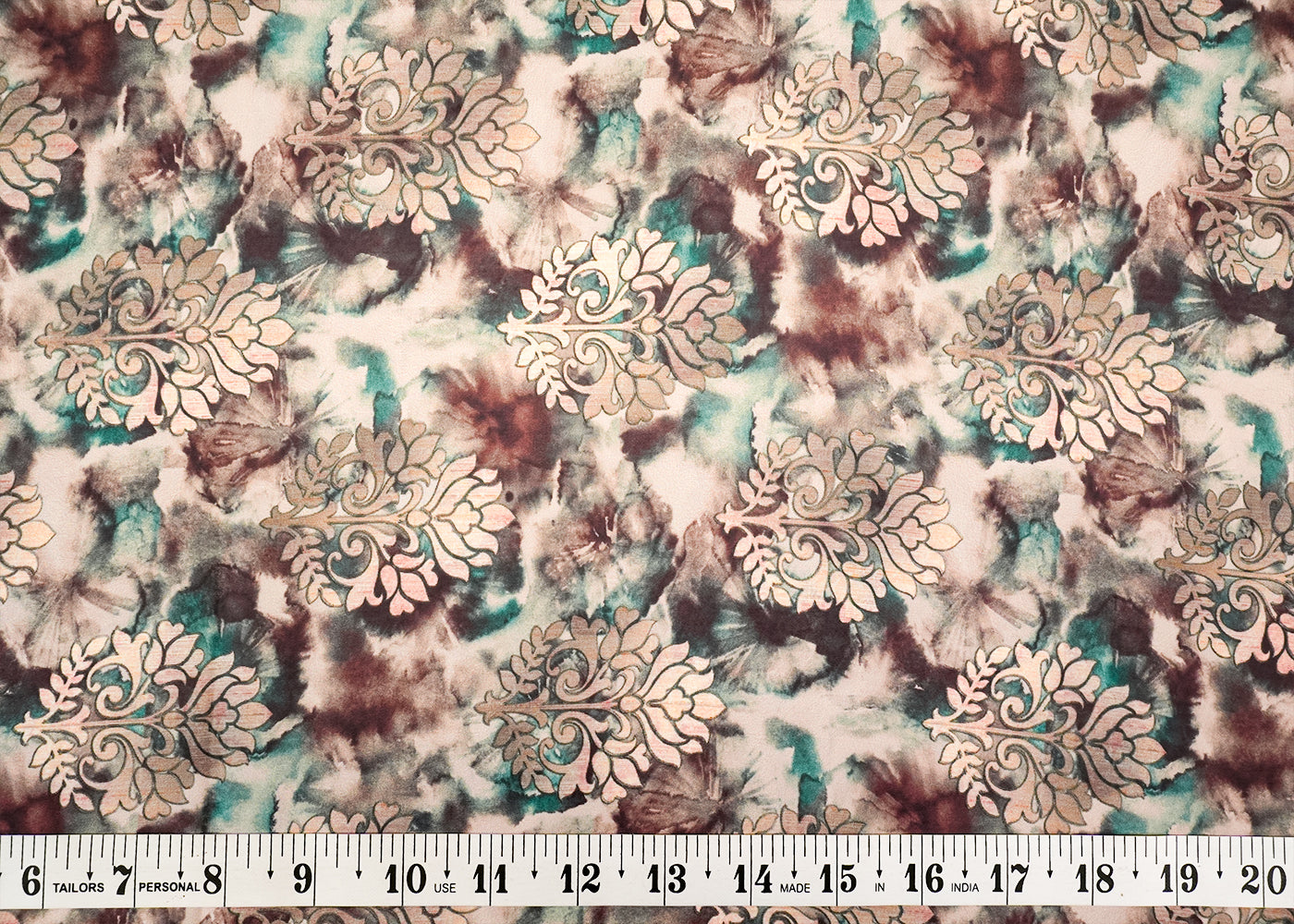 Multi Color Satin Fabric with Allover Traditional Print 14463