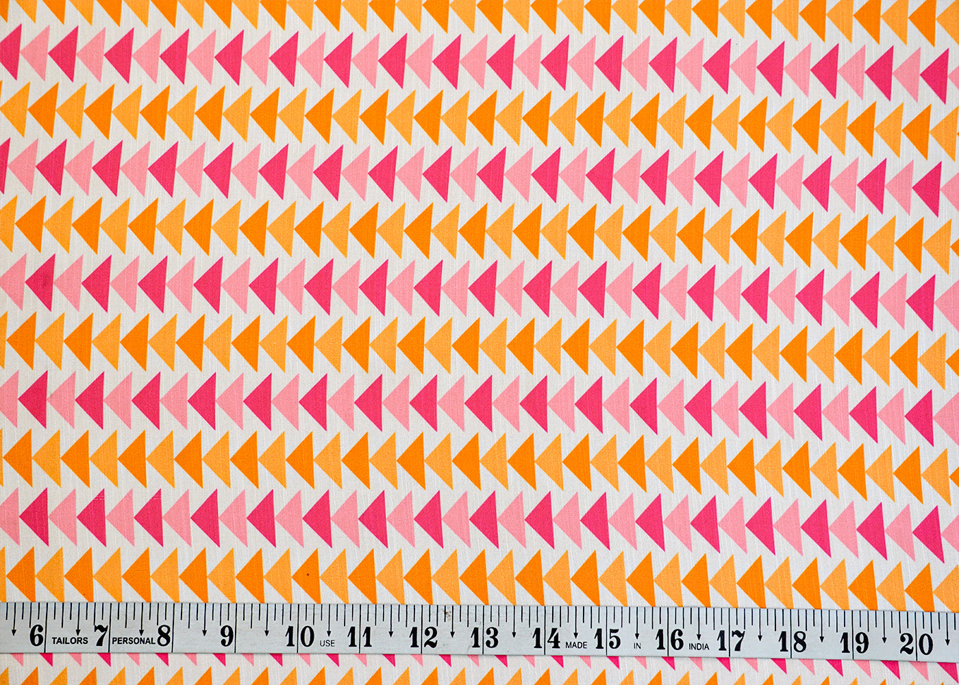 Off White Linen Satin Fabric with Allover Triangle Stripes 14466