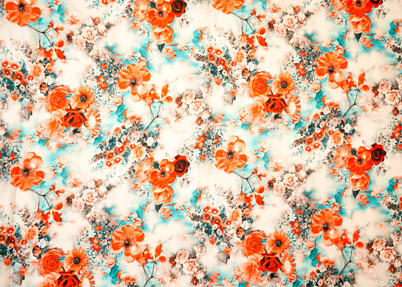 Multi-Color Satin Fabric with Allover Floral Print 14472