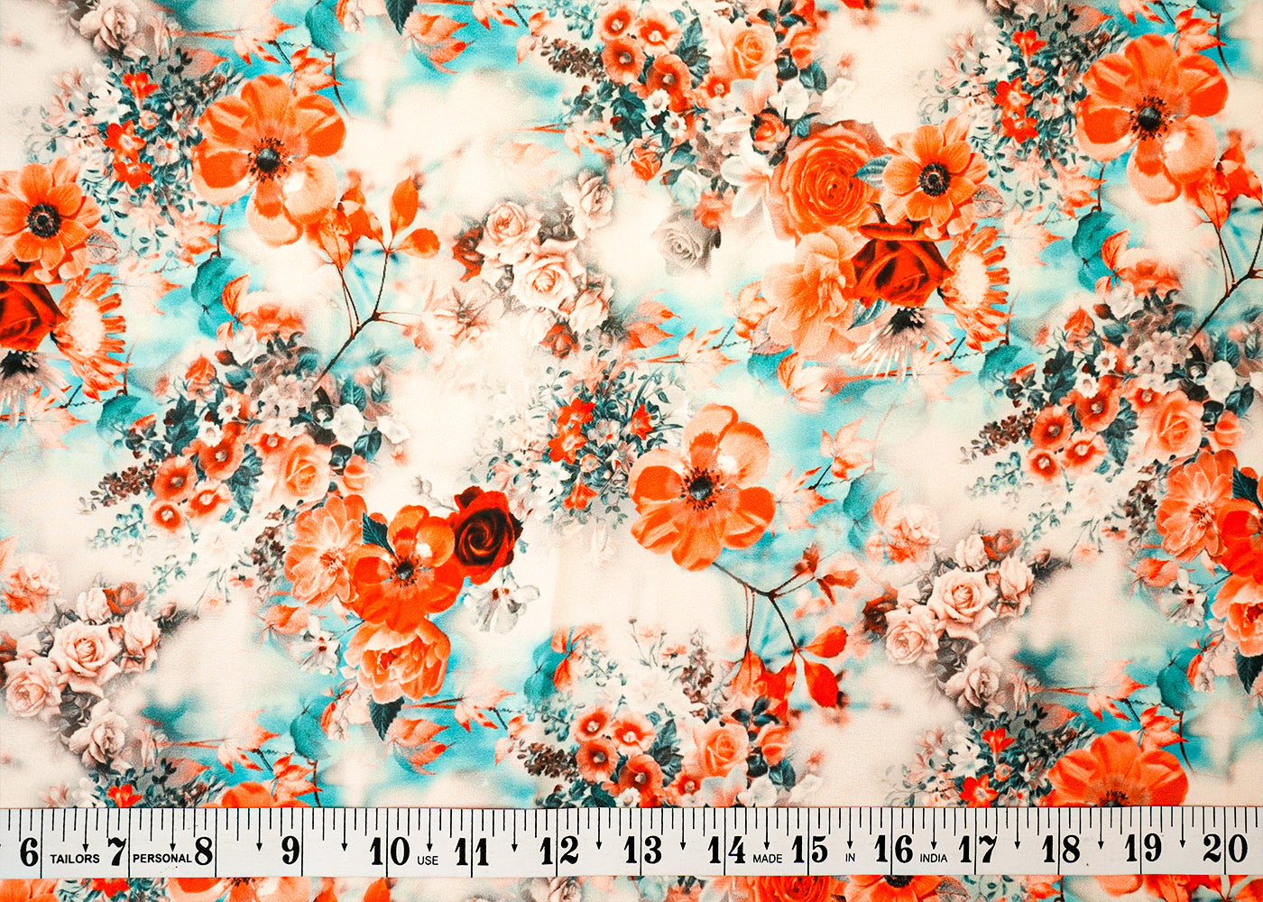 Multi-Color Satin Fabric with Allover Floral Print 14472