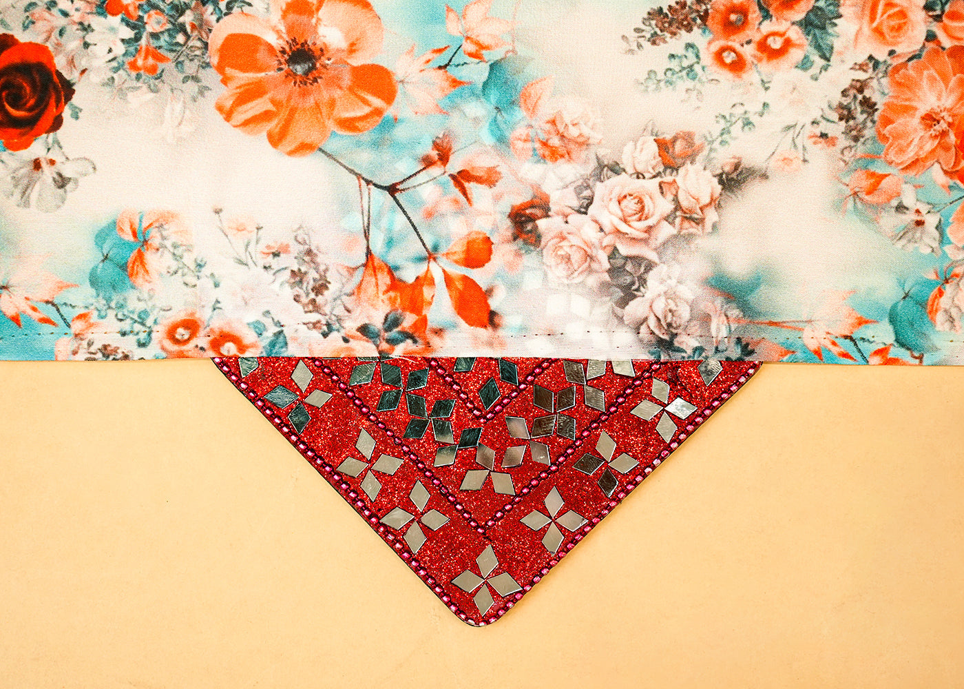 Multi-Color Satin Fabric with Allover Floral Print 14472