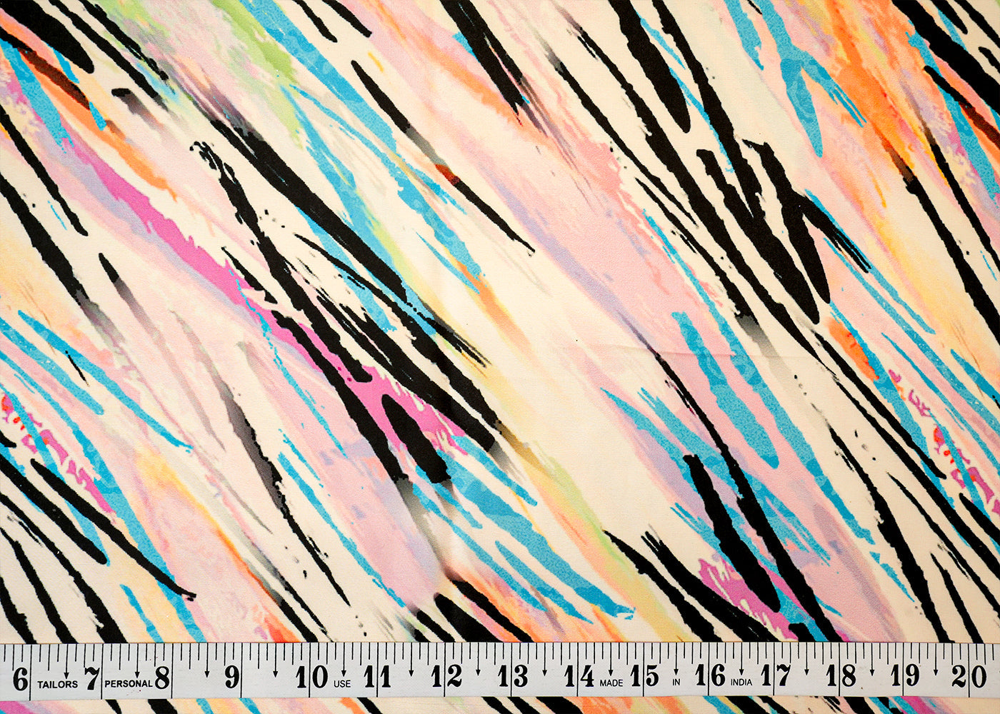 Off White Viscose Satin Fabric with Allover Diagonal Strokes 14473