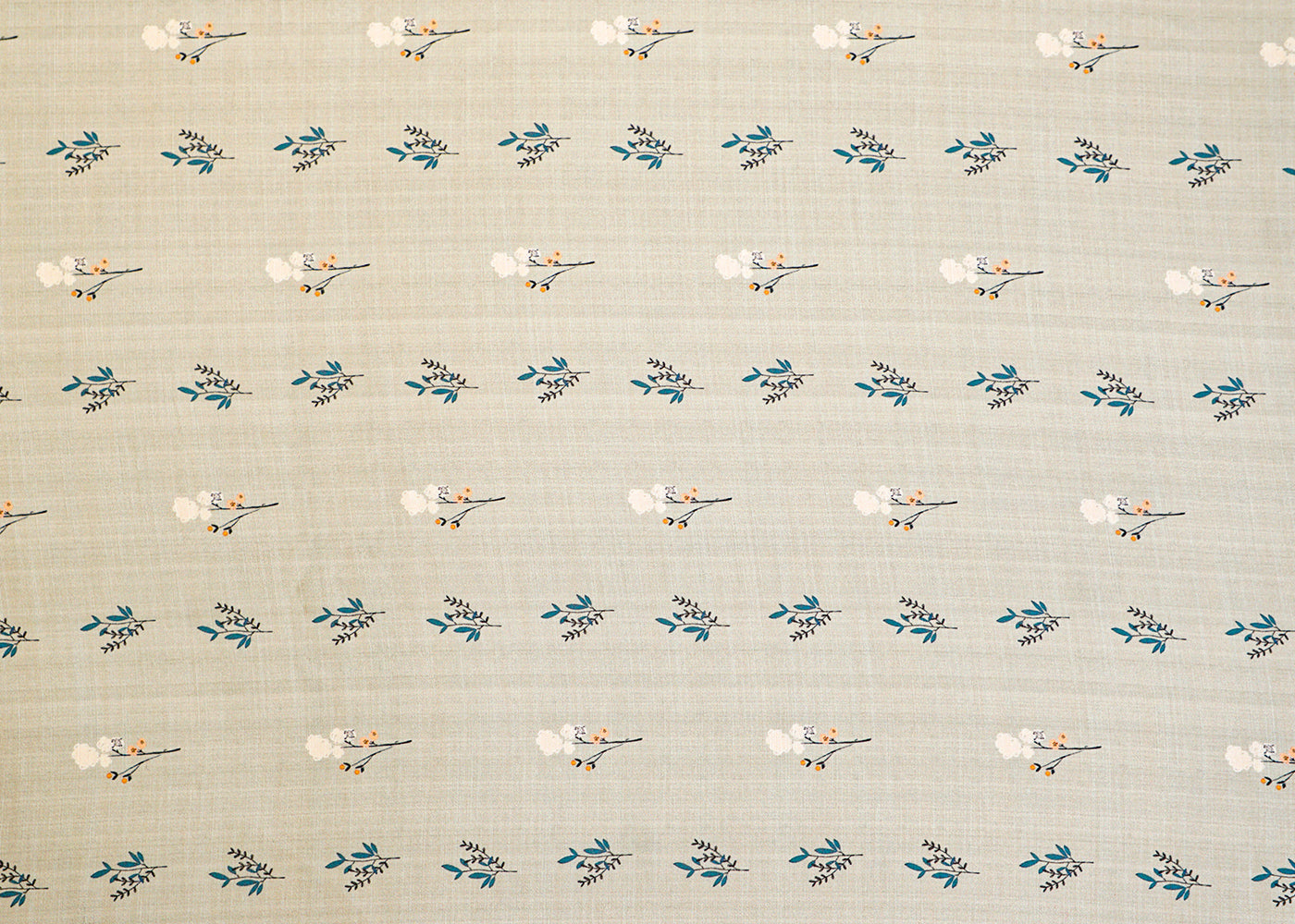 Grey Linen Satin Fabric with Allover Floral Buti 14474