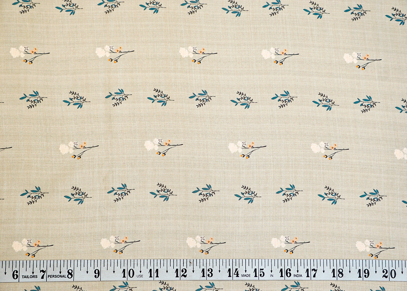 Grey Linen Satin Fabric with Allover Floral Buti 14474