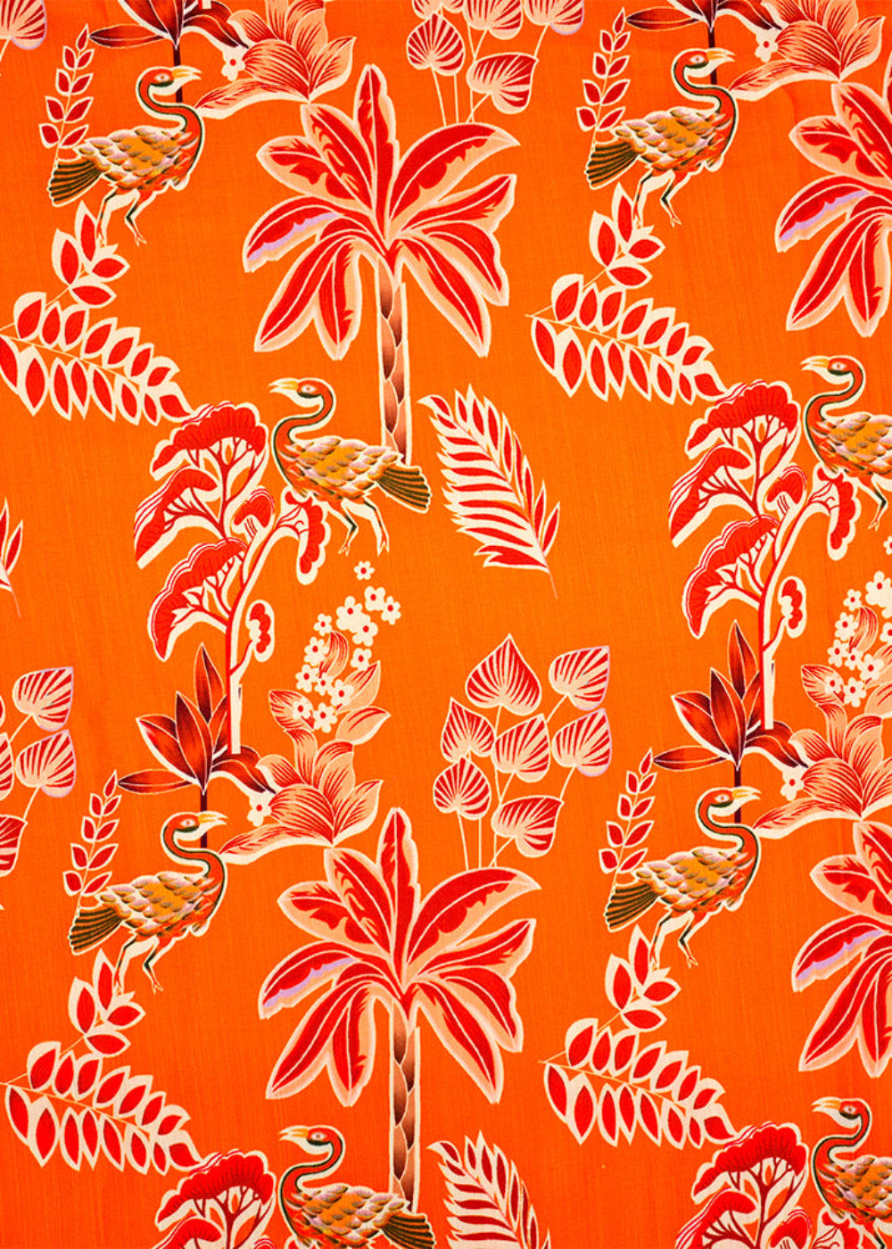 Orange-Linen-Satin-Fabric-with-All-Over-Traditional-Print-14483