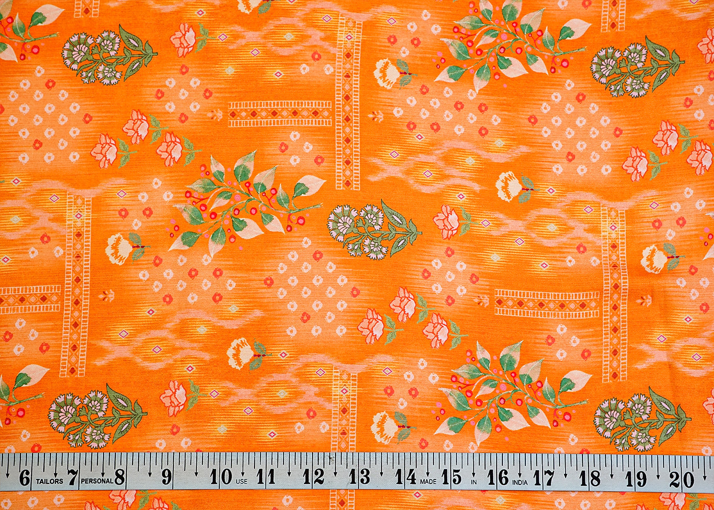 Orange Armani Satin with Allover Traditional Print 14484