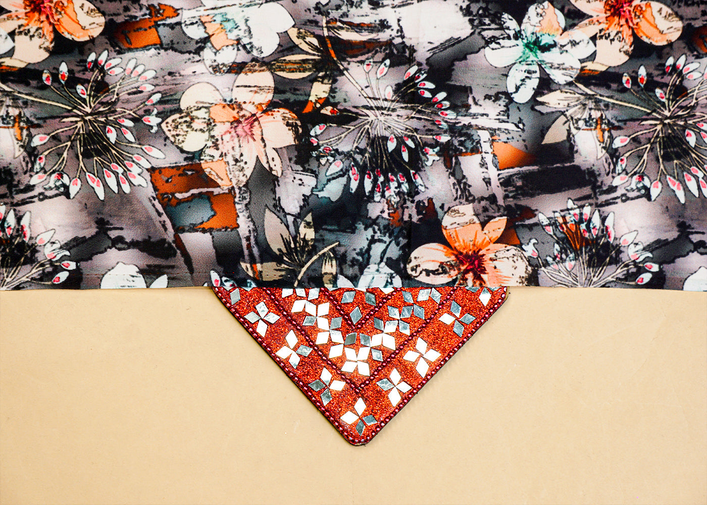 Charcoal Grey Satin Fabric with Allover Floral Print 14486