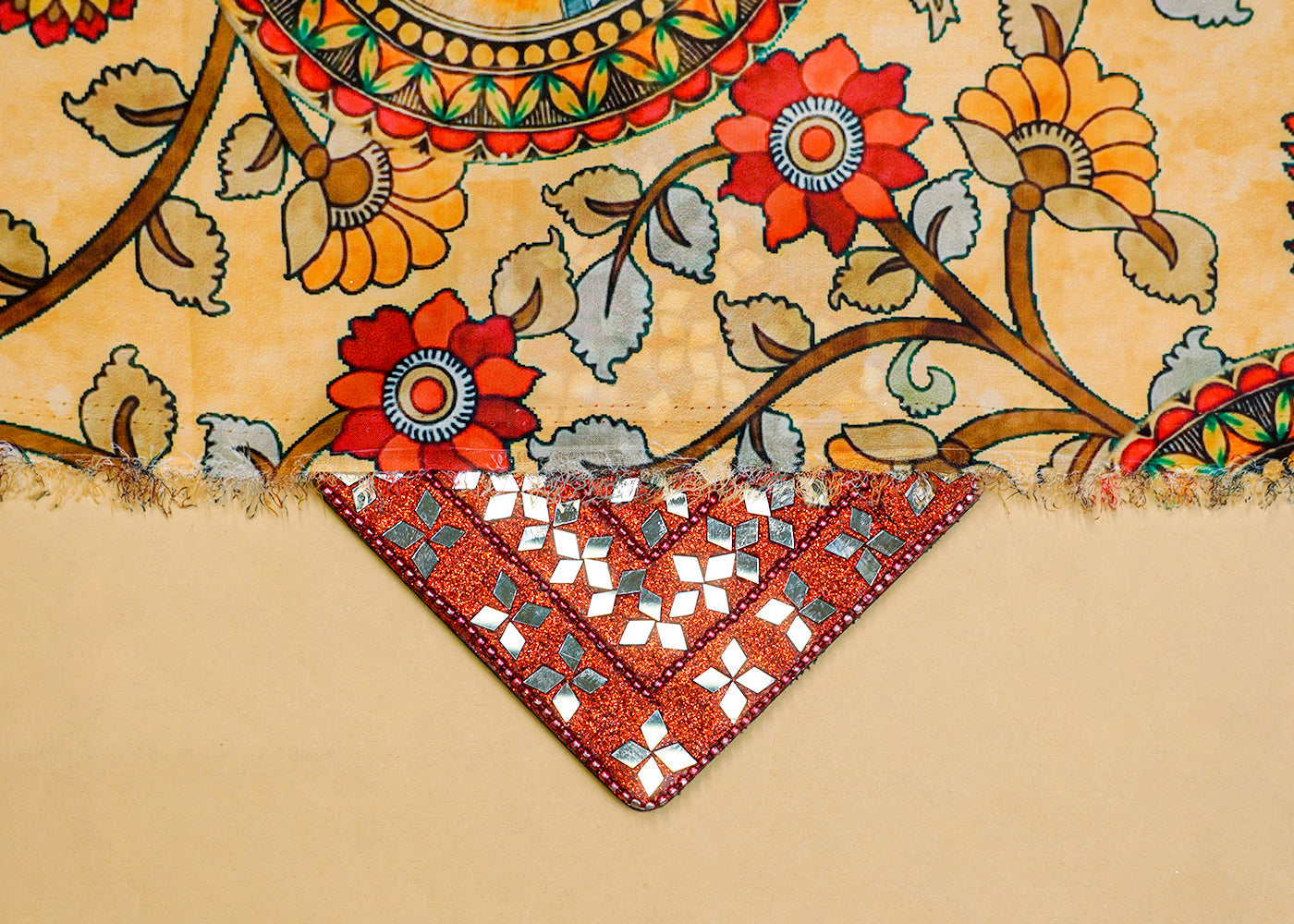 Dark Cream Modal Satin with Allover Madhubani Art Print 14489