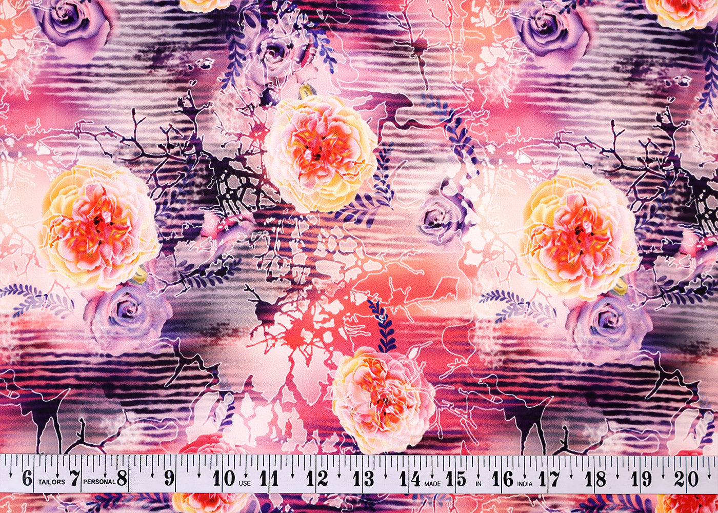 Multi-Colour Armani Satin Fabric with All Over Floral Print 14493