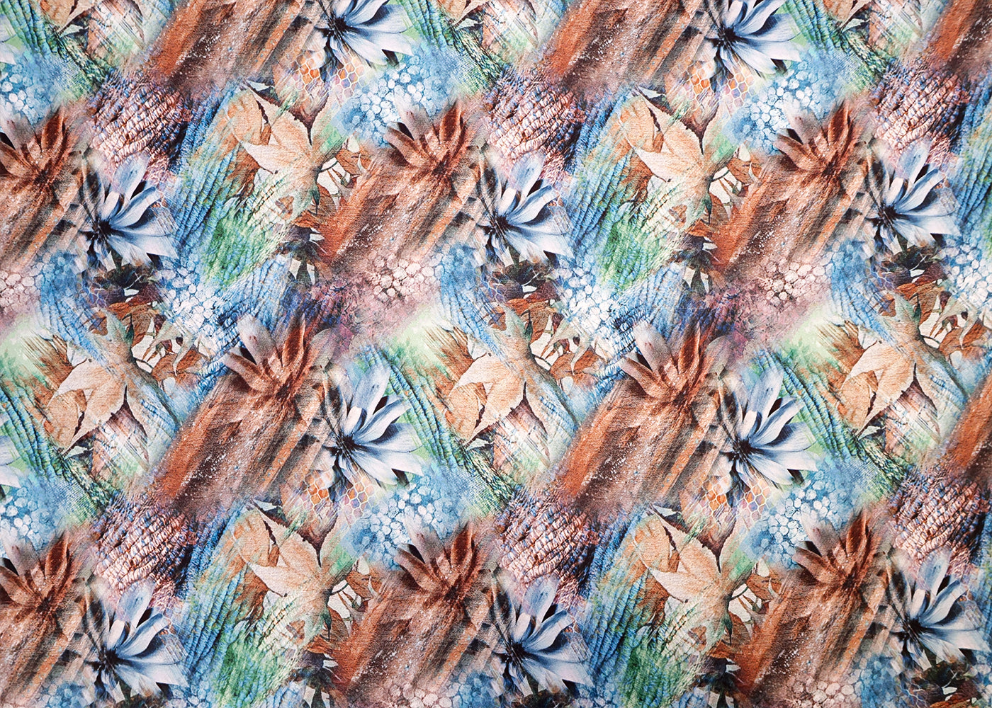 Multi-Colour Armani Satin Fabric with All Over Abstract Print 14494