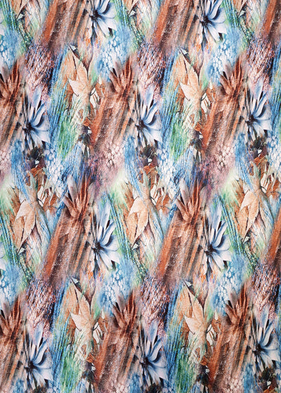 Multi-Colour Armani Satin Fabric with All Over Abstract Print 14494