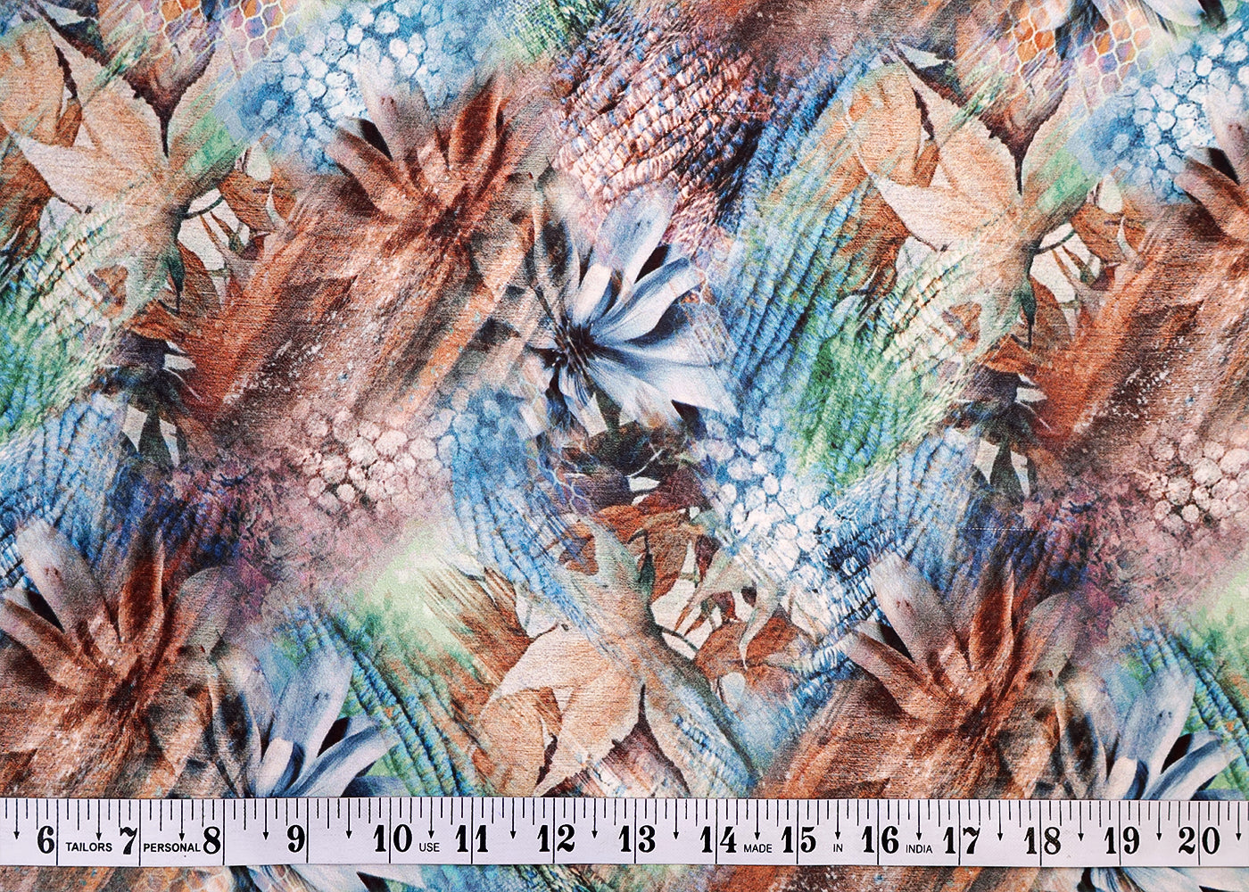 Multi-Colour Armani Satin Fabric with All Over Abstract Print 14494