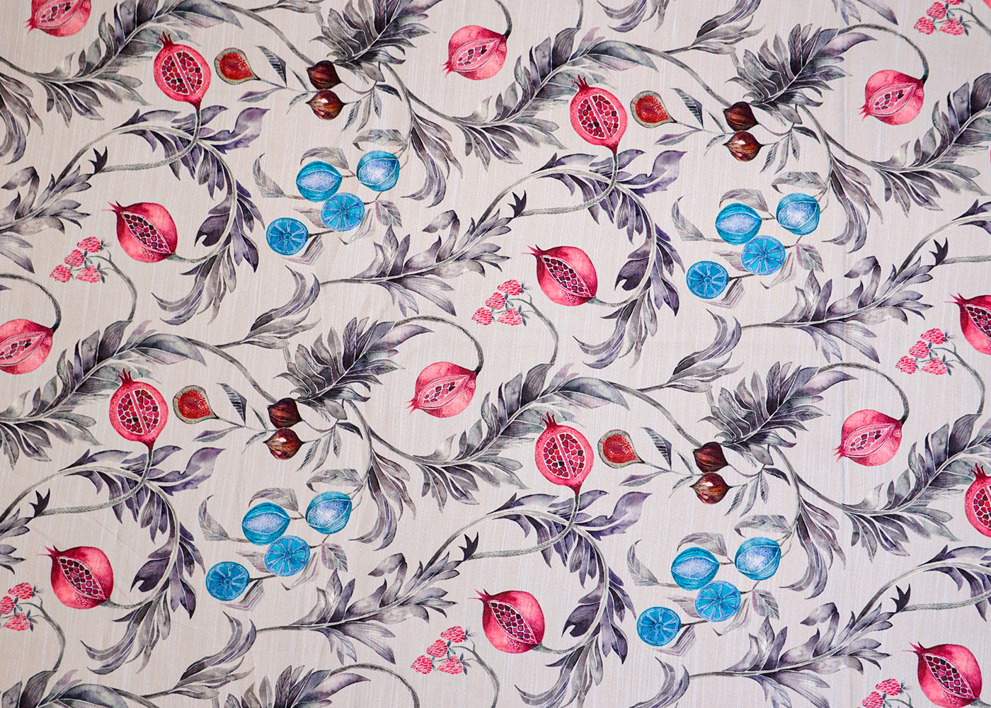 Grey Linen Satin Fabric with Allover Abstract Pattern 14496