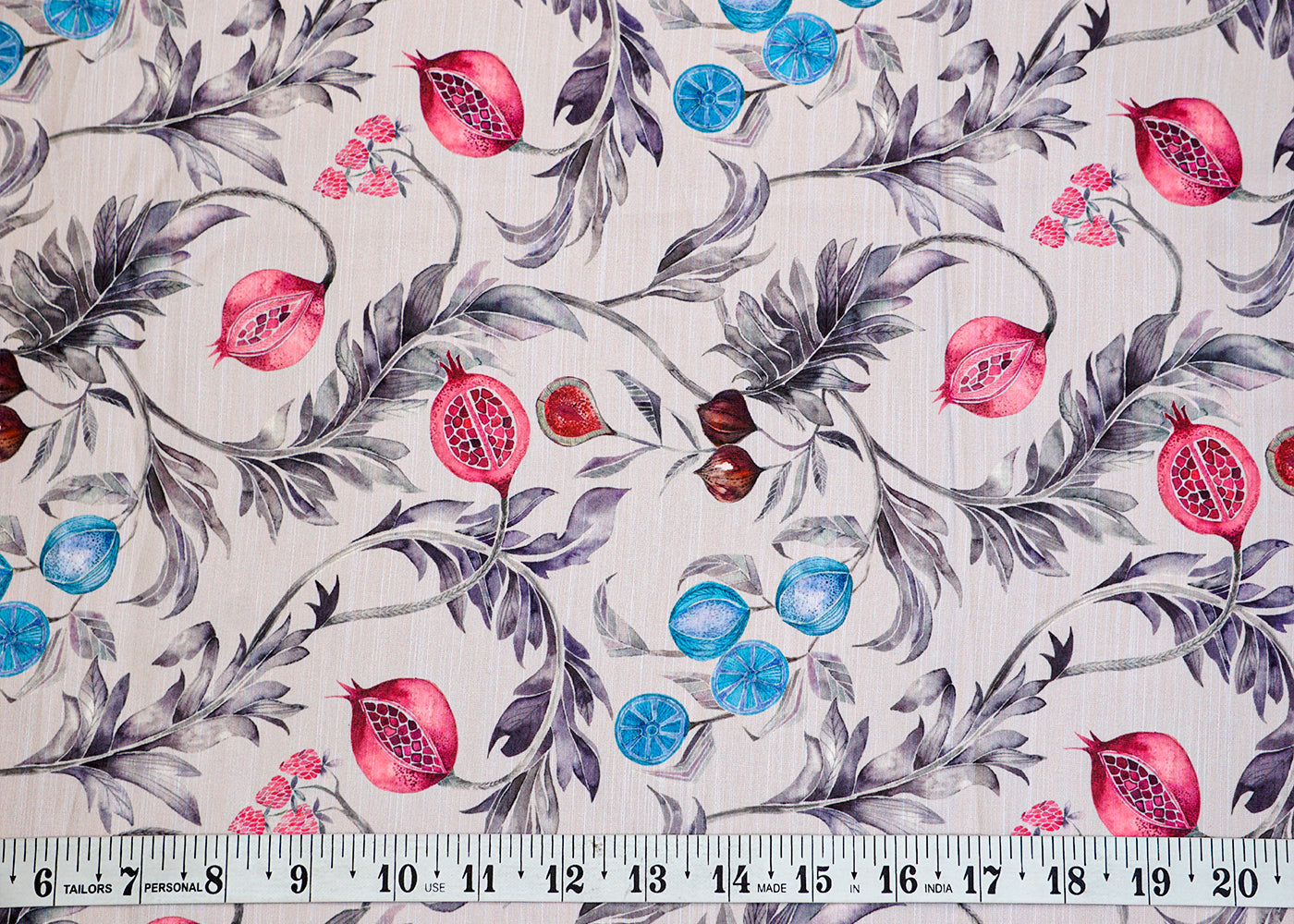 Grey Linen Satin Fabric with Allover Abstract Pattern 14496