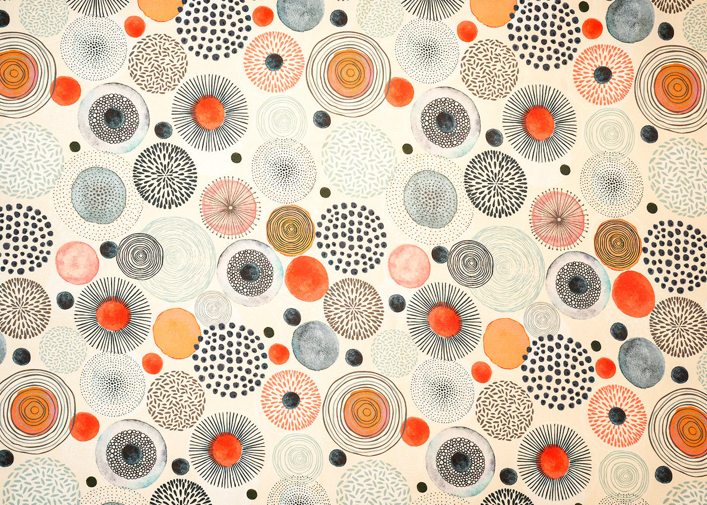 White Modal Satin Fabric with Allover Abstract Motif Print 14497