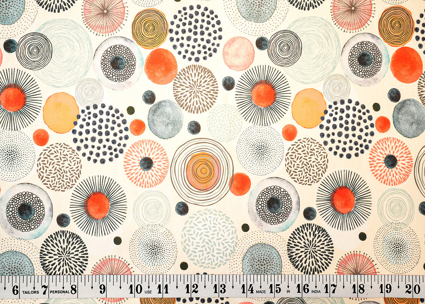 White Modal Satin Fabric with Allover Abstract Motif Print 14497