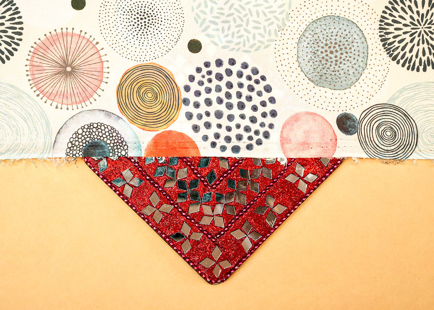 White Modal Satin Fabric with Allover Abstract Motif Print 14497