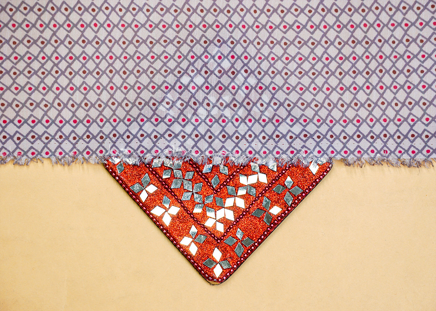 Grey Linen Satin Fabric with Allover Abstract Pattern 14499