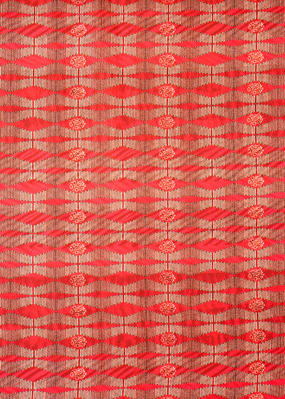 Deep Red Linen Satin Fabric with Allover Abstract Print 14501