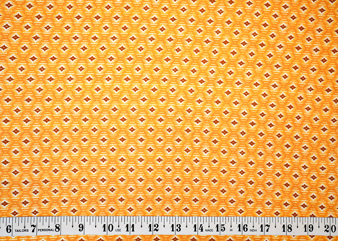 Mustard Linen Satin Fabric with All-Over Abstract Print 14503