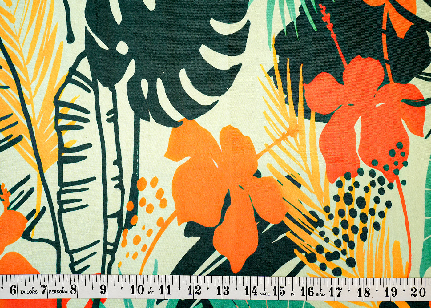 Mint Green Modal Satin Fabric with Allover Abstract Pattern 14505