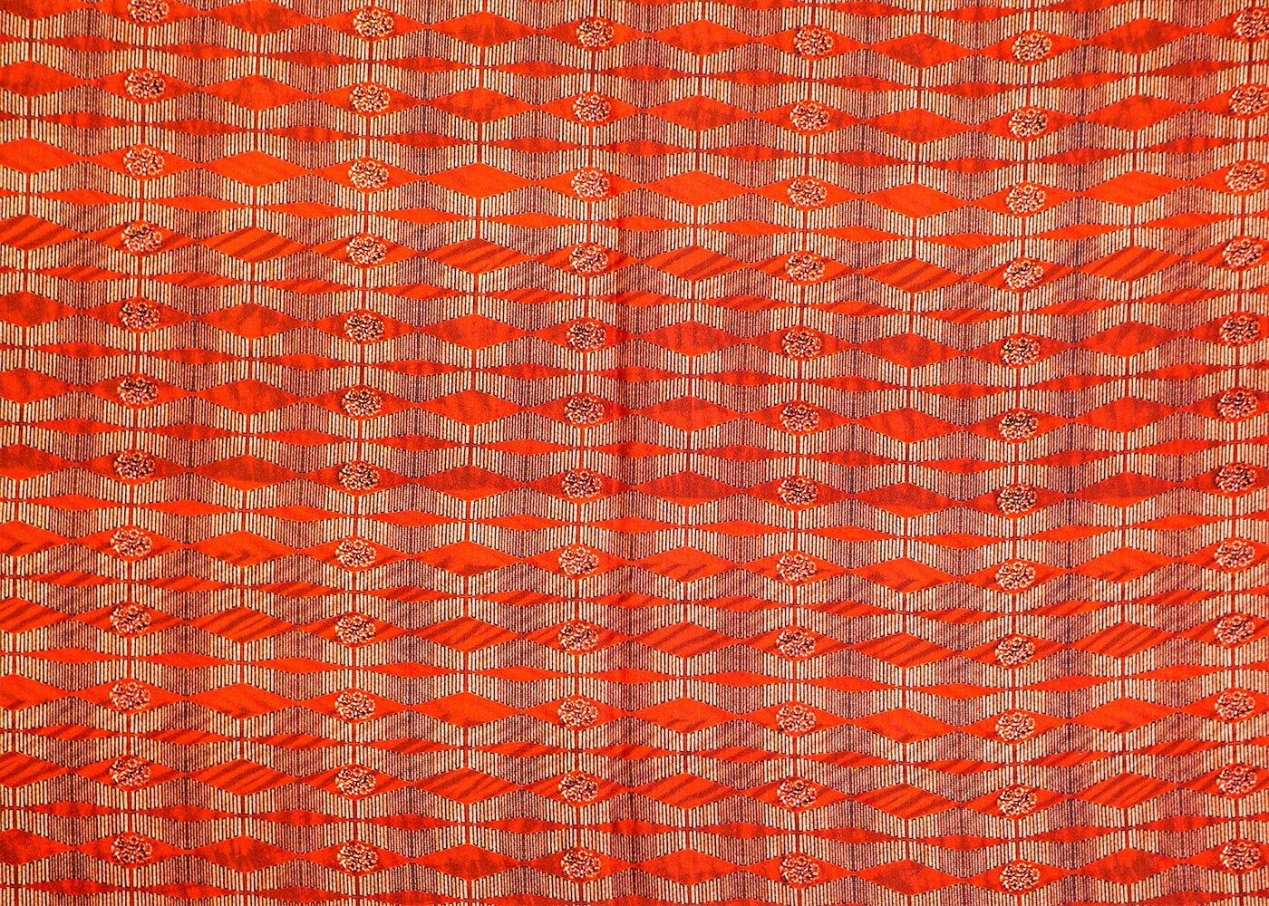 Brown Linen Satin Fabric with Allover Abstract Print 14510