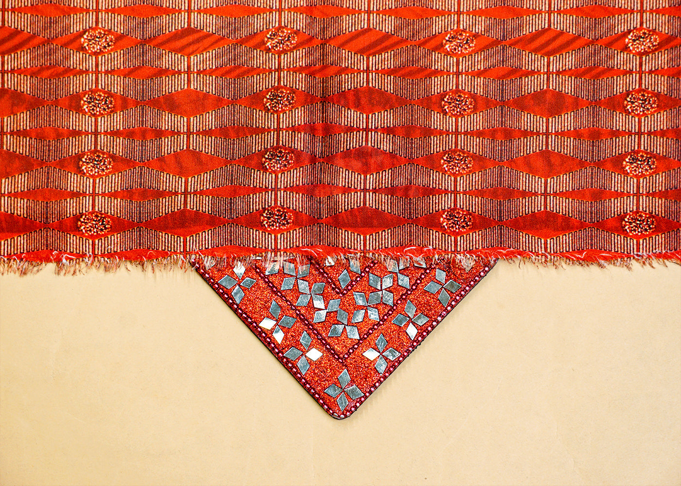 Brown Linen Satin Fabric with Allover Abstract Print 14510