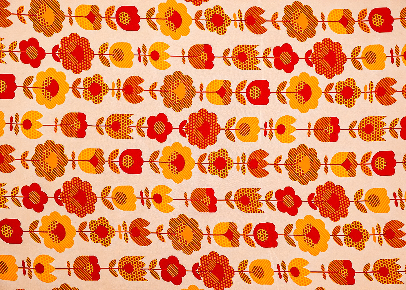 Yellow & Red Crepe Fabric with Allover Nursery Print 14511